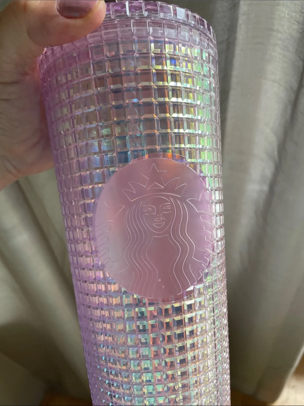 Starbucks Pink Iridescent Grid Disco 24 Oz Cold Tumbler 2020 Holiday Collection